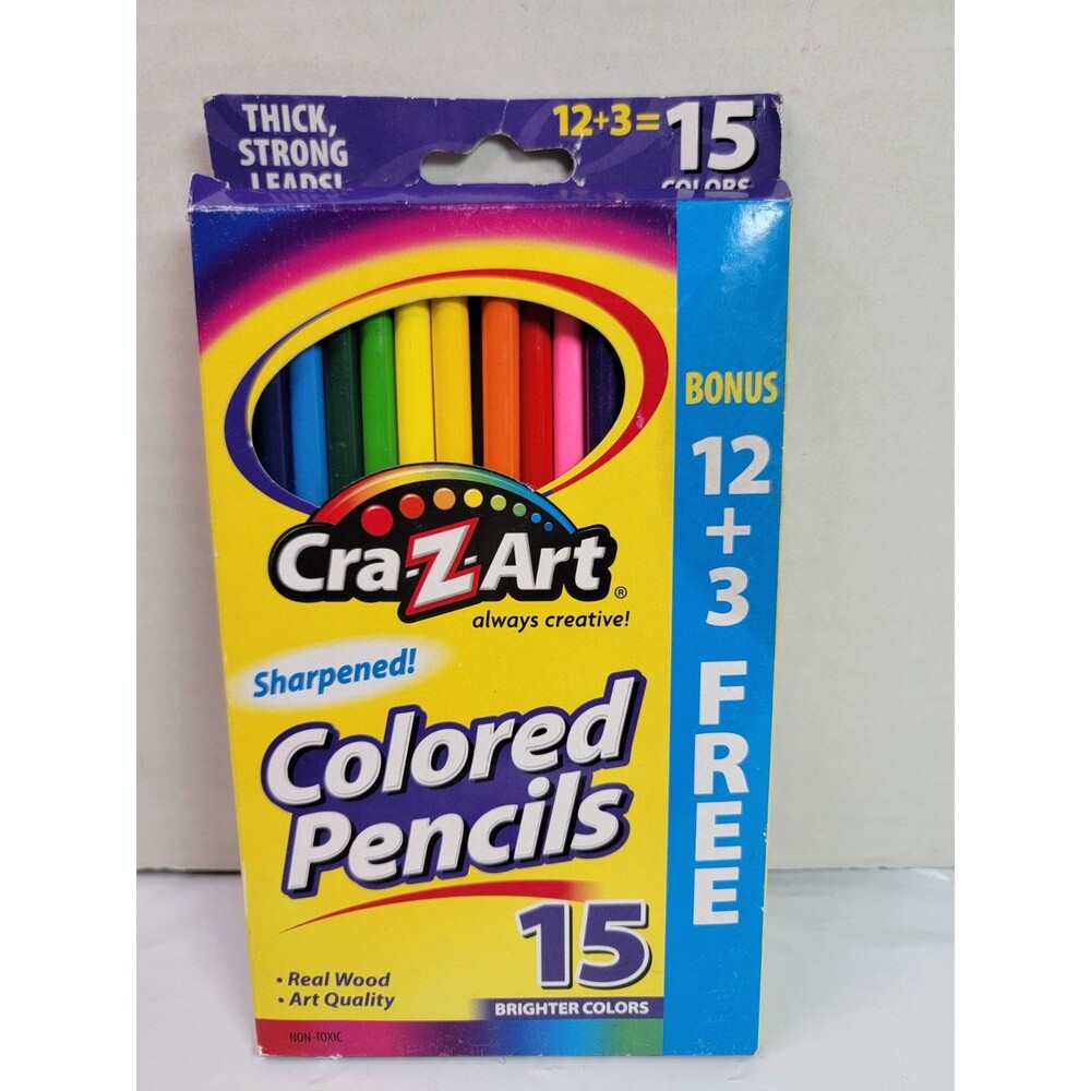 Cra-Z-Art Colored Pencils 15 Count Pre-Sharpened Real Wood Item 10431 Open Box